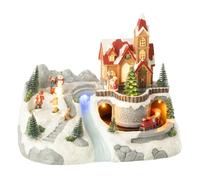 Village de Noël "Train & Patinoire" 28cm Multicolore