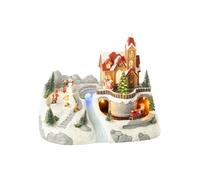 Village de Noël "Train & Patinoire" 28cm Multicolore