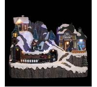 Village lumineux gare et patineurs 9 LED l.23cm musical - Feeric Lights & Christmas