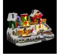 Atmosphera - Village de noël lutins Joueurs et père noël animé/Musical 13 LED + transfo