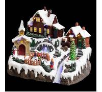 Feeric Lights et Christmas - Village de noël lac gelé animé/Musical 28 LED + transfo