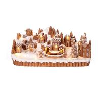 Village Pain d'épices Musique lumières Train Mouvement 20x40x12 cm