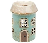 Village Pottery Bougeoir Rond en cramique pour Bougie Chauffe-Plat et Huile Bleu ple