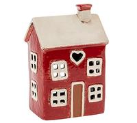 Village Pottery Heart House Bougie Chauffe-Plat en céramique émaillée Rouge