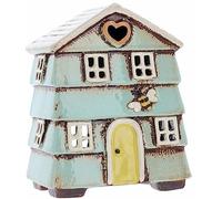 Village Pottery Photophore en Forme de Maison en Forme de Ruche Bleu Aqua