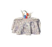 Villages de Provence - Nappe Antitache Ronde - Infroissable et 100% Polyester - Taupe - Ø 160 cm - Dentelle Lavande - 4/6 Couverts - Intérieur ou Extérieur - Table à Manger, Cuisine ou Jardin