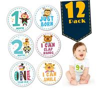 VILLCASE 12 Pièces Autocollants Mensuels Garçon Fille Ensemble de Stickers Adorables pour Capturer Mensuelles de Votre Décor pour Albums Photos