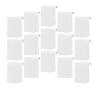 VILLCASE 15 Pièces Paquet à Savonnette Cordon Réglable en Filet Moussant Blanc Matériau PE et Métal et Drainage Rapide, pour Salle de Bain et Voyages