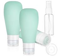 VILLCASE 1ensemble Set de Bouteilles Rechargeables Silicone pour Voyage Tubes Souples Gris Vert Flacon Pulvérisateur Transparent Contenants Légers et Durables pour Shampooing Lotion