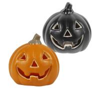 VILLCASE 2 Pièces Lampe de Table D'halloween en Plastique de Citrouille pour Décorations D'halloween Intérieures, Lumière Décorative Sûre Utilisation Prolongée sans Pile