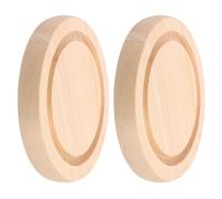 VILLCASE 2 Pièces Socle en Bois pour Cloche en Verre 8 à 9cm, Base Beige | Base Seule sans Cloche, Style Rustique Chic et Élégant, pour Fleurs Séchées, Succulentes et Décor Maison
