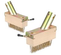 VILLCASE 2pièces Brosse de Désherbage Fil Acier avec Manche Bois Antidérapant Outil de Jardinage pour Enlever Herbes Indésirables et Mousse Joints et Sols