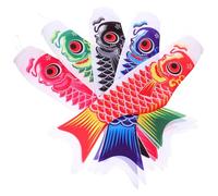 VILLCASE 5pcs Drapeaux de Poissons Japonerie en Satin, Compact et Facile à Ranger, Décoration Japonaise Élégante pour Intérieur et Extérieur, Longueur 55 Cm Couleur Couleur Aléatoire