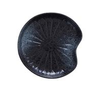 VILLCASE Assiette à Dessert en Céramique Noire Motif Feuille de Lotus Élégante, Compatible Micro-ondes et Lave-vaisselle, pour Repas Quotidiens et Célébrations