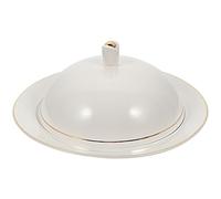 VILLCASE Assiette en Céramique Blanche avec Couvercle, Service de Table Polyvalent pour Restaurant et Maison, Assiette à Steak au Design Créatif et Finition Polie Lisse