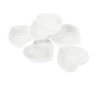 VILLCASE Assiettes à Sauce Céramique Japonaises Forme Cœur Blanc Lot 6 pour Stockage D’assaisonnement Familles et Restaurants Réutilisable