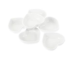 VILLCASE Assiettes à Sauce Céramique Japonaises Forme Cœur Blanc Lot 6 pour Stockage D’assaisonnement Familles et Restaurants Réutilisable