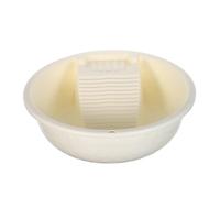 VILLCASE Bassine à Laver Portable Beige en Plastique avec Planche à Laver Intégrée, Lavabo Domestique Petite Taille, sans Installation, pour Balcons et Buanderies