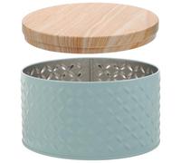 VILLCASE Boîte à Biscuits Ronde en Fer Bleu Couvercle Hermétique - Boîte de Rangement Métallique Décorative pour Biscuits, Bonbons et Pâtisseries - Coffret Présent pour Noël et Fêtes