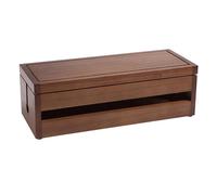 VILLCASE Boîte à Douilles en Bois Massif Fortune Paulownia Design Multi-Fonctionnel et Ventilation pour Rangement Câbles, Multiprises et Adaptateurs, Teinte Café