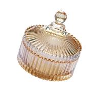 VILLCASE Bonbonnière en Verre Cristal Ronde Jaune, Contenant pour café ou Biscuits, décoration intérieure avec Forte Sensation tridimensionnelle pour Maison ou Boutique