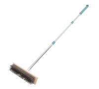 VILLCASE Brosse à Récurer pour Surfaces Dures, Balai en Fil D'acier, Tête de 20cm, Manche en Acier Inoxydable de 138cm, pour Sols en Béton, Patios et Surfaces Rugueuses