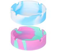 VILLCASE Cendrier en Silicone Rond Antidérapant 2pcs, Facile à Nettoyer, pour Intérieur et Extérieur Moderne Minimaliste