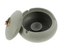 VILLCASE Cendrier Portable Vert, avec Couvercle, en Céramique, Rond | Base Stable, Design Moderne et Élégant, Usage Intérieur à Maison, Anti-vent pour Fumeurs