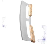 VILLCASE Coupe-pizza Poignées en Bois à Double Manche en Acier Inoxydable Lame Tranchante pour Coupes Nettes, Facile à Nettoyer, Outil pour Pizzas Maison