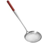 VILLCASE Cuillère à Soupe Ustensile Cuisine Résistant en Acier Inoxydable Manche en Bois Long pour Filtrer, pour Restaurants et Usage Quotidien