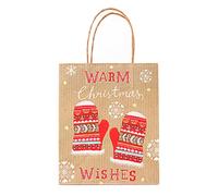 VILLCASE Lot de 12 Paquet en Papier Kraft pour Noël 23x18x10 Cm, Paquet Portables Motifs Festifs, pour Friandises et Présents de Fête de Noël Plusieurs styles