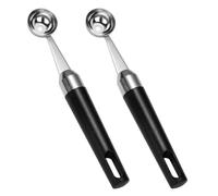 VILLCASE Lot de 2 Cuillères à Dessert pour Crème Glacée et Boule de Melon en Acier Inoxydable et Abs, Faciles à Nettoyer Trou Suspendre, pour Camping et Desserts