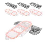 VILLCASE Lot de 4 Boîtes à Goûter Bento en Acier Inoxydable 600ml avec 3 Compartiments Étanches, Réutilisables et Résistantes Rouille, Travail et L'école