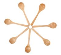 VILLCASE Lot de 7 Set de Set de Cuillères en Bois Style Japonerie pour Dessert et Miel, Surface Lisse, Manche Triangulaire Élégant, Cuillères Cuisine Polyvalentes et Confortables