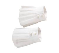 VILLCASE Manchettes Décoratives en Chiffon Blanc Dentelle pour Femmes, Accessoires Légers et Élégants Adaptés aux Fêtes et Voyages, 1 Paire de Poignets Amovibles
