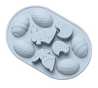 VILLCASE Moule à Gâteau en Silicone pour Pâques Œufs et Lapin, Multifonction, Facile à Ranger, Pâtisserie Maison et Petits Gâteaux Bleus