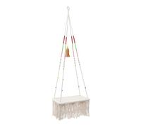VILLCASE Nid Suspendu pour Chat Bohème Décoratif en Corde Coton Beige | Tressage Artisanal, Structure en Fer, Couchage Confortable pour Chaton, Usage Intérieur, Style Beige