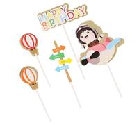 VILLCASE Pics à Gâteaux Décoratifs Décoration Créative et Adorable pour Anniversaire 25 Pièces Pilote en Papier de Gâteau DIY Couleur Aléatoire pour Garçon et Filles et