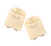 VILLCASE Plaques en Bois pour Annonce de Bébé avec Support et Clips, Décoration Murale Beige pour Chambre Bébé, Cadeau de Naissance Original et Polyvalent, 2 Sets