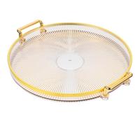 VILLCASE Plateau de Service Rond Doré avec Poignée en Pet Abs, Plateau Décoratif pour Présentation et Rangement, pour Présent Pendaison de Crémaillère ou Pique-niques