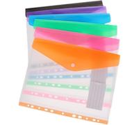 VILLCASE Pochette Document A4 Transparente 11 Trous Avec Bouton Lot De 6 Sacs De Rangement Fichiers Colorés Pour Bureau Étudiants Organisation Facile