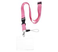 VILLCASE Porte-badge Badge Sleeve Lanière Bohème Rose, Design Transparent Double Face, Pvc, Alliage D'aluminium et Polyester, pour Cartes de Bus et Cartes de Bibliothèque, Enseignants
