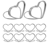 VILLCASE Porte-Cartes de Table et Pancarte Personnalisable en Métal Argenté 10pcs Forme Cœur Support Photo Design Simple et Résistant pour Mariage