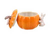 VILLCASE Pot en Céramique de Citrouille Jaune avec Couvercle, Boîte à Bijoux Décorative et Bonbonnière pour Rangement et Décoration d'automne Halloween en Chambre