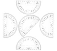 VILLCASE Rapporteur Plastique Transparent 180 Degrés Demi-cercle Haute Précision pour Étudiants, Lot de 5 Pièces, Règle de Mesure Circulaire pour Cours de Maths