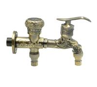 VILLCASE Robinet D'eau de Salle de Bain Double Bec en Alliage de Zinc Vintage Finition Antique, Robinet Mural pour Machine à Laver et Buanderie, Usage Intérieur/extérieurs, Style Aléatoire