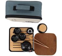 VILLCASE Set de Thé Kung Fu Portable Céramique Noire Résistante Chaleur avec Théière et Tasses pour Voyage et Usage Domestique