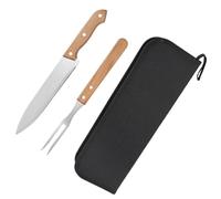 VILLCASE Set D'outils de Barbecue Fourchette et Couteau en Acier Inoxydable Manche en Bois Paquet de Rangement et Usage Quotidien pour Barbecue D'été Usage Quotidien la Maison