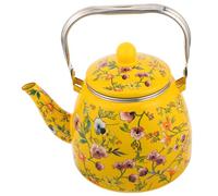 VILLCASE Théière Émaillée Rétro Jaune 3,3l avec Infuseur, Fond Plat, Verse Facile et Réduit Résidus, Maison Pique-