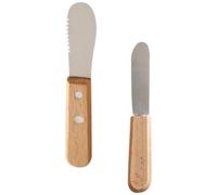 VILLCASE Trancheuse à fromage en acier inoxydable 3 pièces, manches en bois, lame dentelée et lisse, compact 7,5 cm, ensemble racloir à beurre et outil cuisine pour pâtisserie et vaisselle